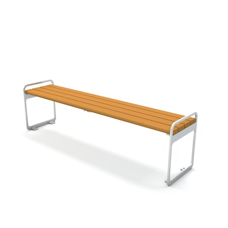 Frog Furnishings Cedar 6' Plaza Backless Bench with Silver Frame PB 6CEDSFPLZBAC